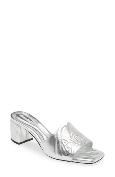 Alexander Mcqueen Seal Slide Sandal In Silver