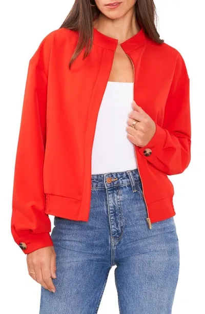 Vince Camuto Water Resistant Oversize Bomber Jacket In Tulip Red