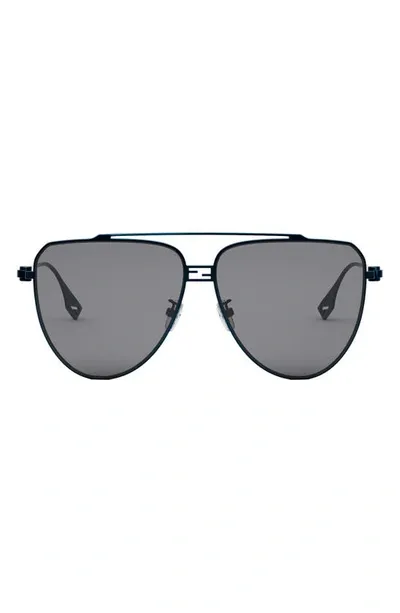 Fendi The  Baguette 59mm Pilot Sunglasses In Blue Light Smoke