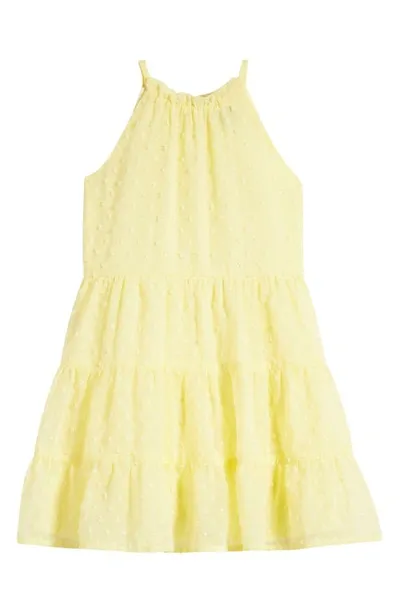 Ava & Yelly Kids' Clip Dot Tiered Party Dress In Yellow