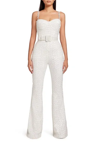 Nadine Merabi Lucinda Sequin Sleeveless Jumpsuit In White