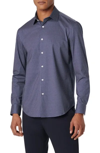 Bugatchi James Ooohcotton® Pin Dot Print Button-up Shirt In Navy