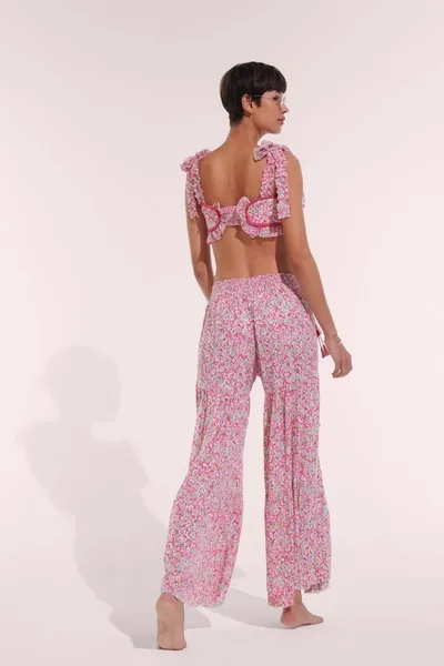 Poupette St Barth Pant Soledad In Pink Ocean Flowers