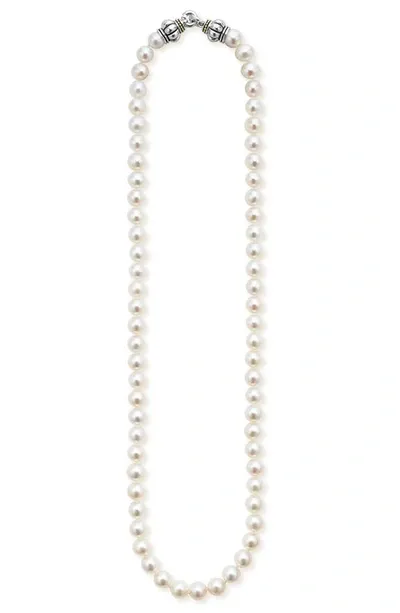 Lagos Luna Freshwater Pearl Necklace In Silver