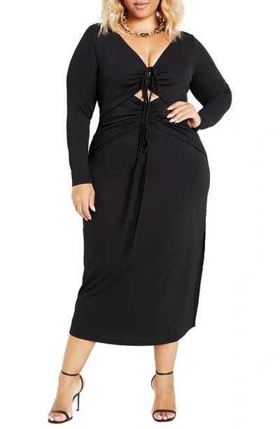 City Chic Blakely Long Sleeve Dress In Black