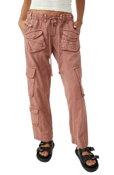 Free People Tahiti Herringbone Cargo Pants In Auburn