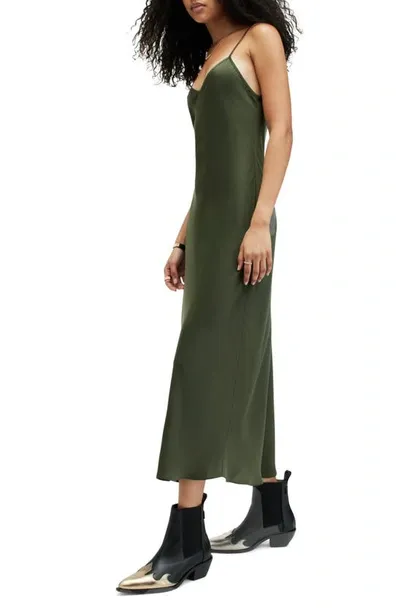 Allsaints Bryony Slipdress In Forest Green