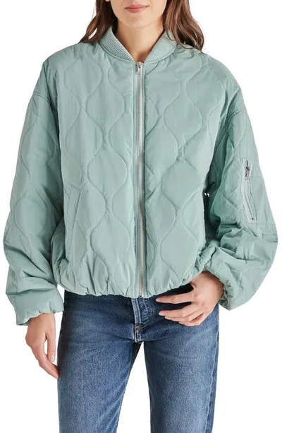 Steve Madden Vida Quilted Bomber Jacket In Misty Jade