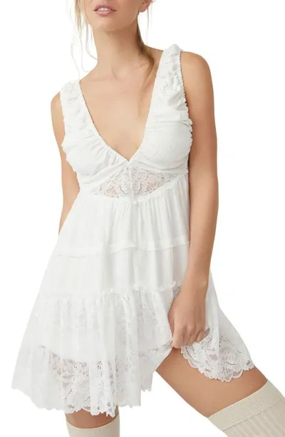 Free People Spring Fling Open Back Pajama Romper In Ivory