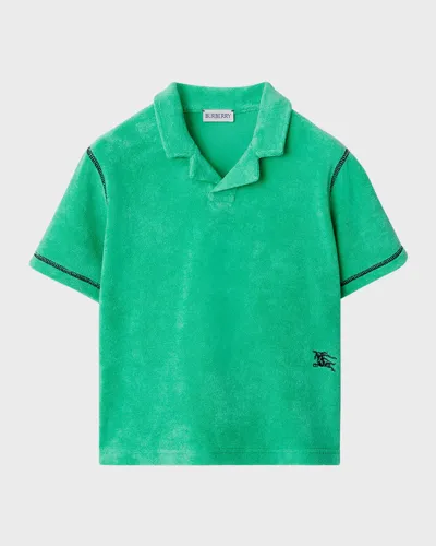 Burberry Kids' Boy's Rolfe Ekd Short-sleeve Polo Shirt In Bright Jade