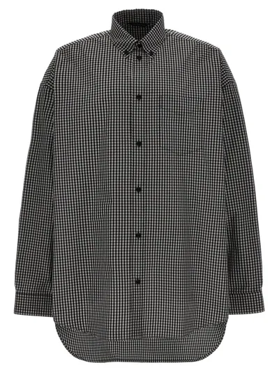 Balenciaga Check Print Shirt Shirt, Blouse White/black In Multicolor