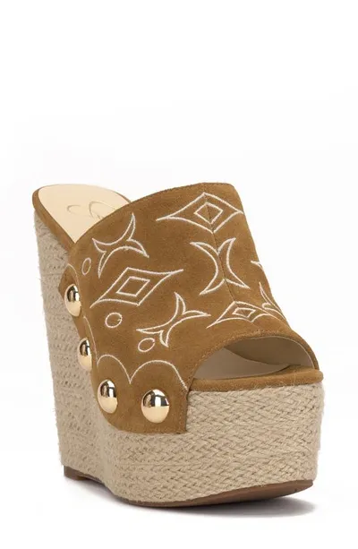 Jessica Simpson Vadim Platform Wedge Sandal In Saddle Ranch