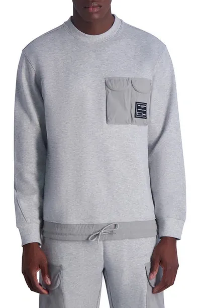 Karl Lagerfeld Cargo Pocket Sweatshirt In Heather Grey