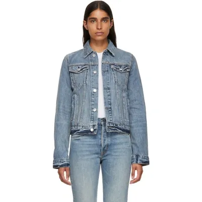 Helmut Lang Square Shoulder Denim Jacket In Blu