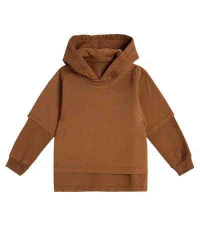 Rick Owens Kids' Hustler Cotton Jersey Hoodie In 44 Khaki Brown