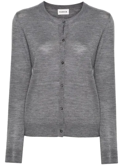 P.a.r.o.s.h Fine-knit Mélange Cardigan In Grey