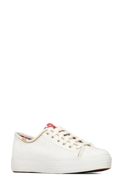 Keds X Rifle Paper Co. Triple Kick Platform Sneaker In White/multi