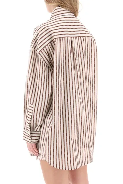 Amiri Striped Maxi Shirt In Brown