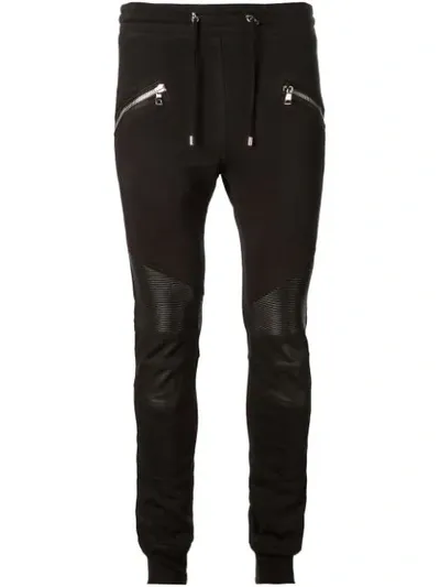 Balmain Biker Skinny Track Trousers In Black