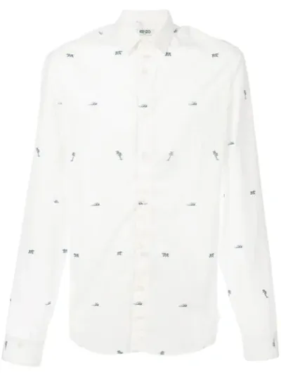 Kenzo Palm Print Shirt In White