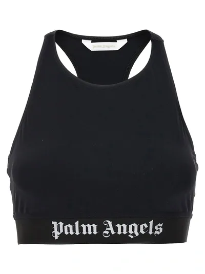 Palm Angels Logo Sporty Top Tops In Nero