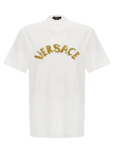 Versace Logo Embroidery T-shirt In White