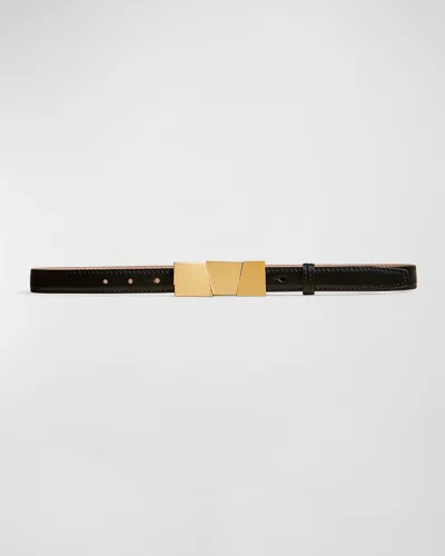 Khaite Axel Antique Gold Leather Belt In Black Gold