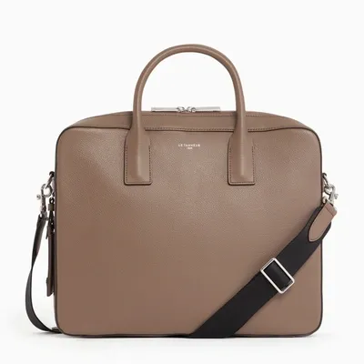 Le Tanneur Porte Documents 14" Emile En Cuir Grainé In Brown