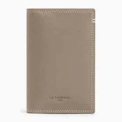 Le Tanneur Porte Cartes Vertical Martin En Cuir Lisse In Gray