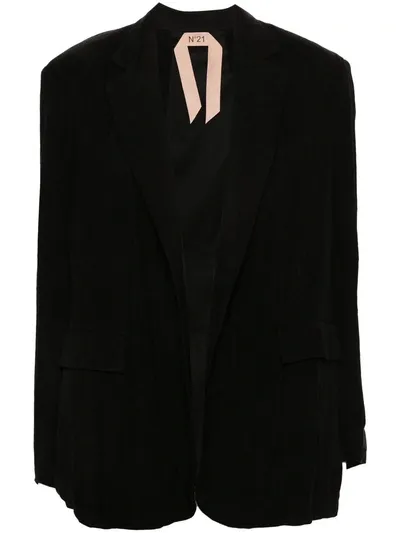 N°21 Logo-patch Open-front Blazer In 9000 Nero