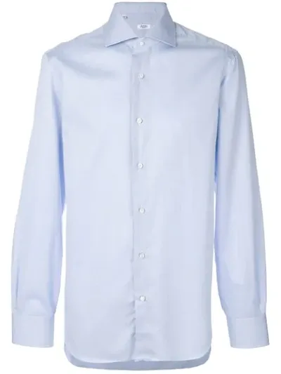 Barba Spread Collar Shirt In Blue