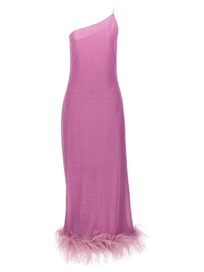 Oseree Oséree Lumière Plumage One-shoulder Maxi Dress In Purple