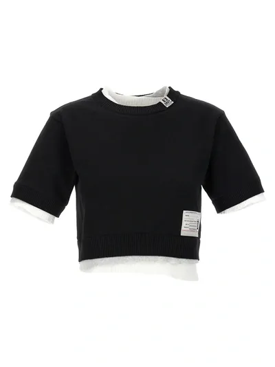 Miharayasuhiro Cropped Sweater With Contrasting Inserts Sweater, Cardigans In Black