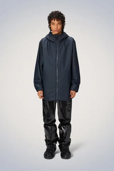 Rains Lohja Long Jacket In Navy