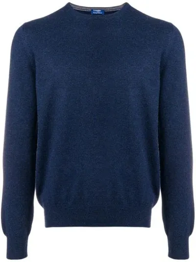 Barba Crew Neck Jumper In Blue