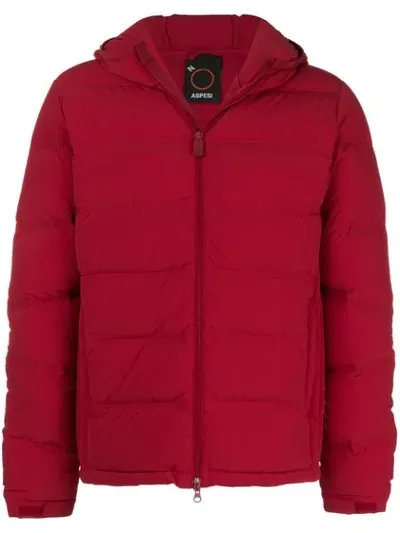 Aspesi Hooded Padded Jacket In Red