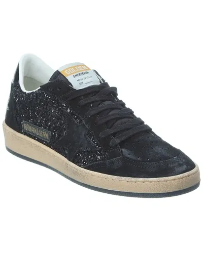 Golden Goose Ballstar Suede & Glitter Sneaker In Black