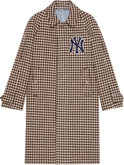 Gucci + New York Yankees Appliquéd Houndstooth Wool In Black