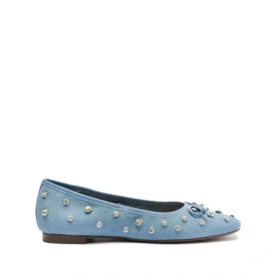 Schutz Arissa Shine Denim Flat In Azul Summer Jeans