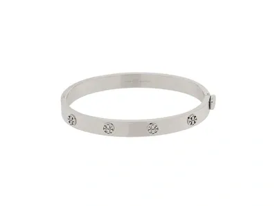 Tory Burch Steel Bracelet With Engraved Logo In Grey