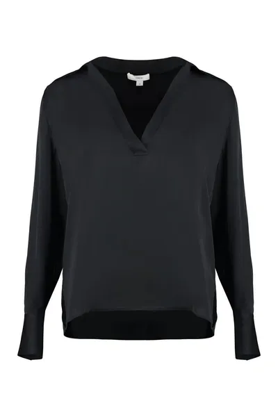 Vince Silk Blouse In Black