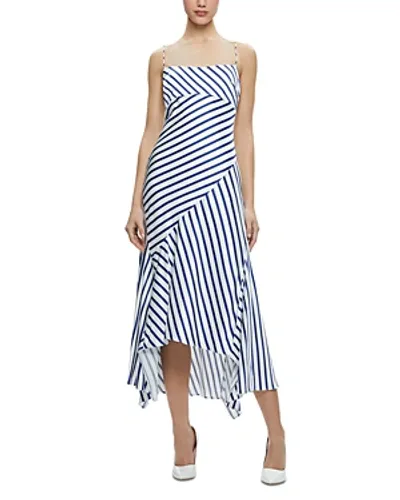 Alice And Olivia Rosa Sleeveless Paneled Midi Slip Dress In Admiral Stripe Indigo