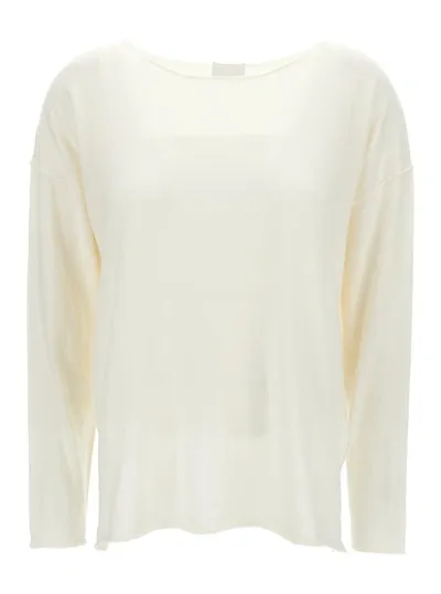 Allude Cotton And Cashmere Boat Neck Pull In White