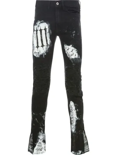 Mjb Marc Jacques Burton Patchwork Distressed Skinnt Trousers In Black