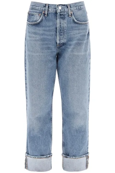 Agolde Jeans Dritti Con Cavallo Basso Fran In Blue