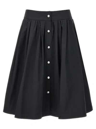 Moschino Jewel Button Nylon Blend Skirt In Black