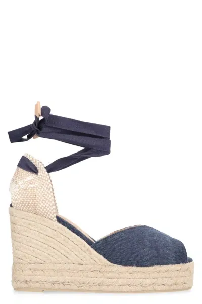 Castaã±er Bilina Jute Wedge Espadrilles In Blue