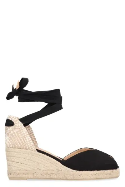 Castaã±er Bilina Jute Wedge Espadrilles In Black