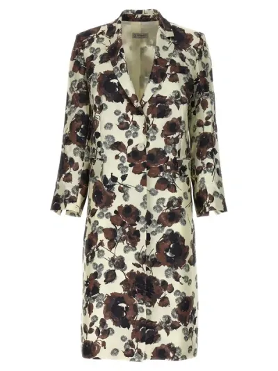 Alberto Biani Floral Print Trench Coat In Multicolour