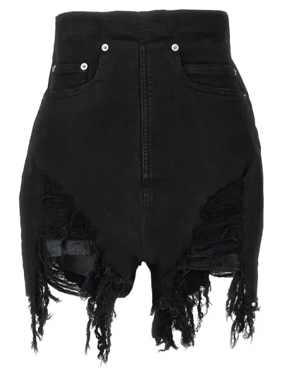 Rick Owens Drkshdw Dirt Cutoffs Denim Shorts In Black